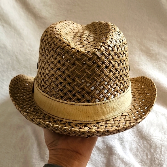 AUGUSTO DI ZOLA- Straw Hat/Fedora,Tan-EUC! - Picture 10 of 15